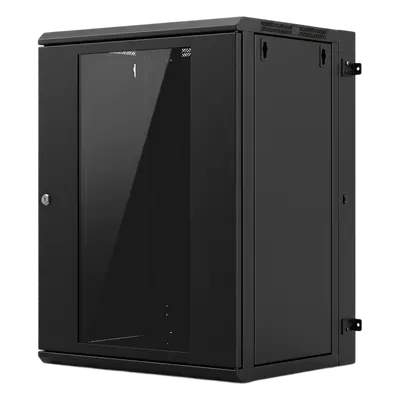 Gabinete Rack / 16 UR / Montaje Pared / Puerta Cristal Templado / Carga 80 kg / Abatible 120° / Ventilación 120 mm - Imagen 2