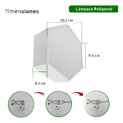 Lámpara LED Poligonal / 18 W / 1 800 lm / 6 500 K / 140° / Montaje Sobreponer o Suspendido / 85-265V~ 50/60 Hz - Imagen 4