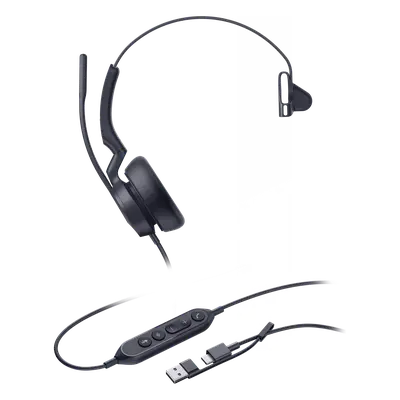 Auriculares USB Mono / Cancelación de Ruido IA / Altavoz 35 mm / USB-C/A Plug-and-Play / Compatible con Microsoft Teams - Imagen 2