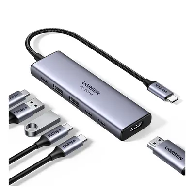 Hub USB-C 6 en 1 / HDMI 4K@60Hz / 4x USB 3.2 Gen 2 10 Gbps / PD 100W / Aluminio / 20 cm - Imagen 3