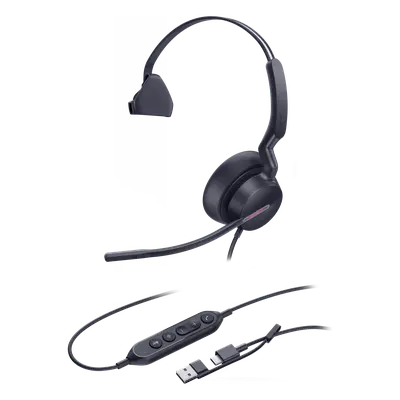 Auriculares USB Mono / Cancelación de Ruido IA / Altavoz 35 mm / USB-C/A Plug-and-Play / Compatible con Microsoft Teams - Imagen 3