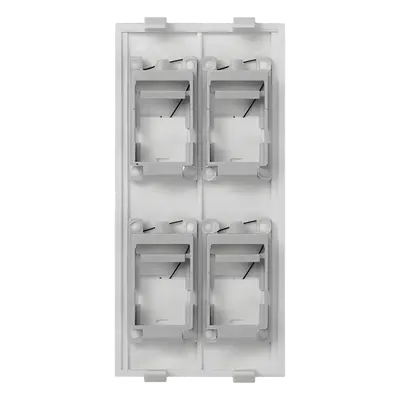 Placa Plana de Voz y Datos con Guardapolvo / 4 Puertos Keystone / Color Blanco / 108 x 52 mm / 5 mm Profundidad / Compatible Cajas Pavimento - Imagen 2