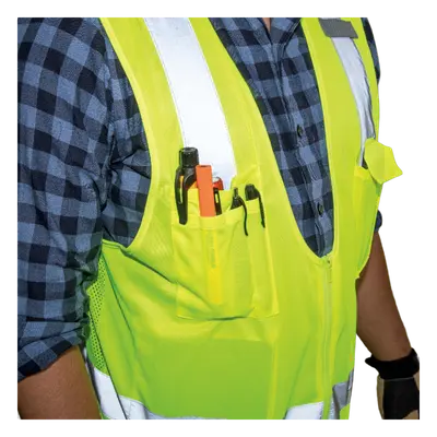 Chaleco de seguridad reflectante / Talla XL / ANSI/ISEA 107-2015 Tipo R Clase 2 / Pecho 44''-50'' (111,8-127 cm) / Amarillo alta visibilidad - Imagen 6