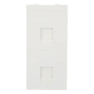 Placa Plana de Voz y Datos / Guardapolvo Integrado / 2 Puertos Keystone / Perfil 5 mm / 108 × 52 mm / 4.25 × 2.05 pulgadas / Color Blanco - Imagen 3