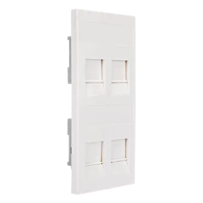 Placa Plana de Voz y Datos con Guardapolvo / 4 Puertos Keystone / Color Blanco / 108 x 52 mm / 5 mm Profundidad / Compatible Cajas Pavimento - Imagen 4