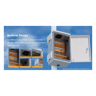 Gabinete de Protección IP / Acero SPCC / 180 x 340 x 160 mm / IP55 / Rieles DIN / Montaje Vertical u Horizontal / 4 Placas Laterales Externas - Imagen 8