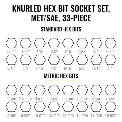 Juego de Dados Hexagonales / 32 Piezas / SAE-Métrico-Torx / Conducción 1/4", 3/8" y 1/2" / Acabado Moleteado - Imagen 10