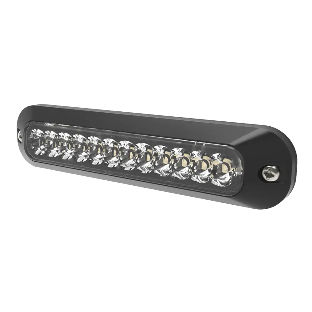 Luz Auxiliar LED / 12 LEDs Rojo/Azul / 70 Patrones de Destello / SAE J595 Clase I / 12-24 VCC / 6.2" (157 mm) x 0.8" (20 mm) x 1.4" (35 mm)