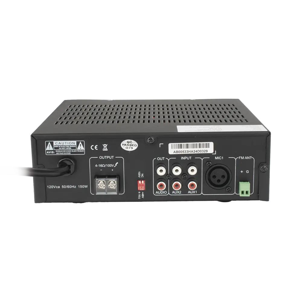 Amplificador de Potencia Digital / 120W / Salida 4~16Ω o 100V / Entrada XLR con Phantom 48V / Bluetooth / FM / USB y TF / Protección contra Cortocircuito - Imagen 4