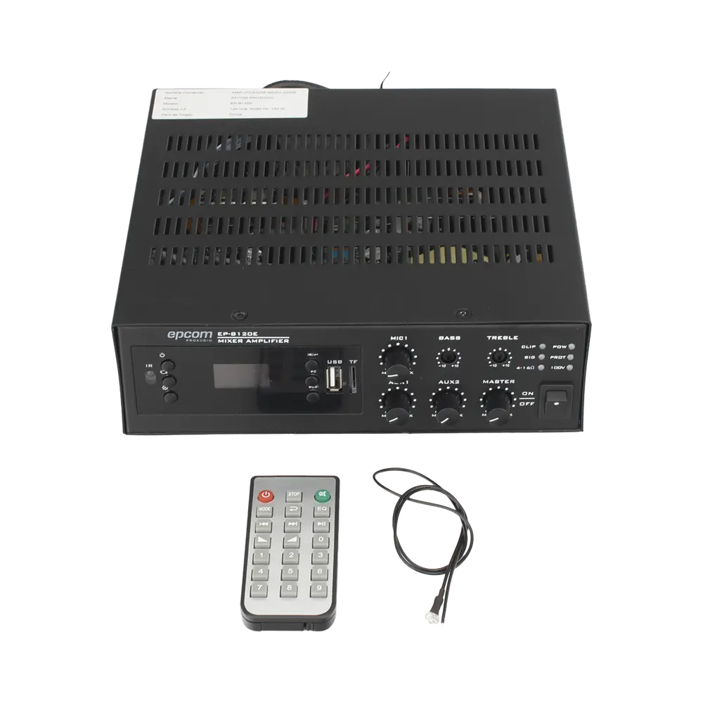 Amplificador de Potencia Digital / 120W / Salida 4~16Ω o 100V / Entrada XLR con Phantom 48V / Bluetooth / FM / USB y TF / Protección contra Cortocircuito - Imagen 5