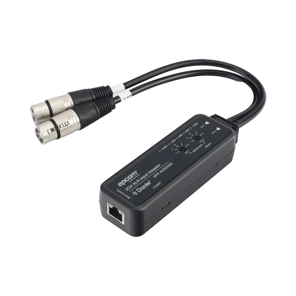 Extensor de Audio / 2 Canales XLR Balanceada/No Balanceada / Salida Digital Dante® / Latencia 1/2/5 ms / Ancho de Banda 100 Mbps / PoE y USB-C - Imagen 3