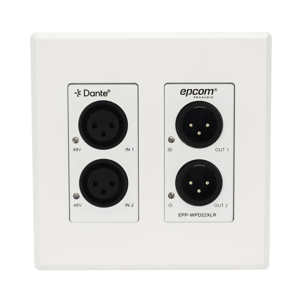 Extensor de Audio / Conversión XLR a Dante® / 2 Entradas y 2 Salidas / Phantom Power 48V / PoE / Latencia 1-5 ms / Rango Dinámico >90 dB