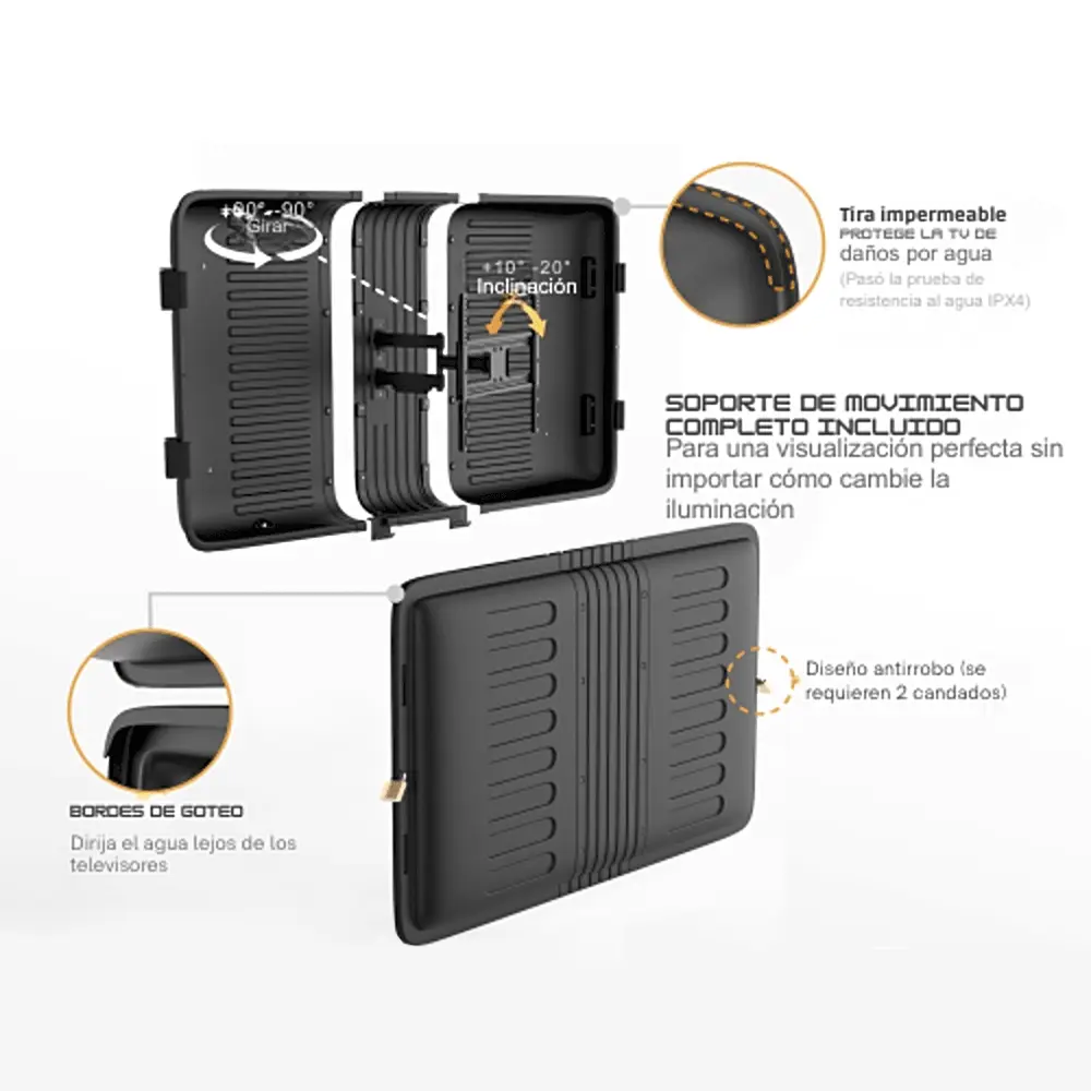Enclosure para Pantalla / Hasta 75" / Carga 50 kg (110 lbs) / IPX4 / Movimiento Completo / VESA 600x400 - Imagen 5