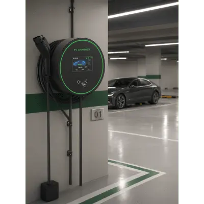 Estación de Carga EV / 11.5 kW / 48 A / Conector Tipo 1 (SAE J1772) / 220-250 V Monofásico / Pantalla LCD 4.3 in (10.9 cm) / Cable TPU 5 m (16.4 ft) / IP65 / RFID / APP Móvil - Imagen 13