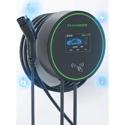 Estación de Carga EV / 11.5 kW / 48 A / Conector Tipo 1 (SAE J1772) / 220-250 V Monofásico / Pantalla LCD 4.3 in (10.9 cm) / Cable TPU 5 m (16.4 ft) / IP65 / RFID / APP Móvil - Imagen 17
