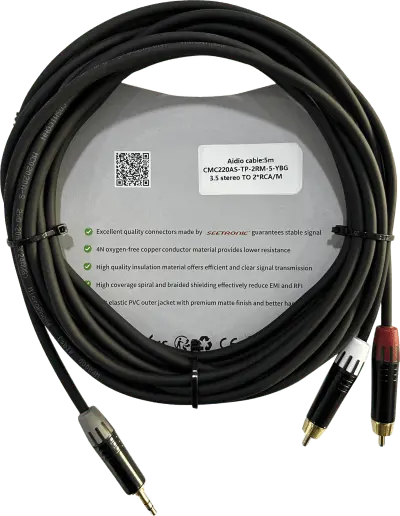 Cable Audio 3.5mm a 2 RCA / Diferenciador Blanco y Rojo / Conectores Negros / 5m (16.4 ft) - Imagen 2