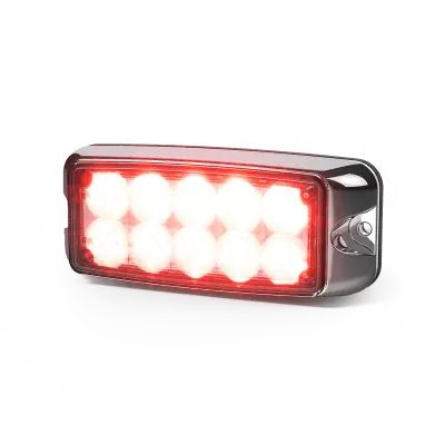 Luz de Advertencia LED / Montaje en Superficie / Rojo/Azul / 10 LEDs / 12-24 VDC / Bisel Cromado / IP Resistente - Imagen 2