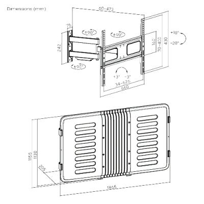 Enclosure para Pantalla / Hasta 75" / Carga 50 kg (110 lbs) / IPX4 / Movimiento Completo / VESA 600x400 - Imagen 4