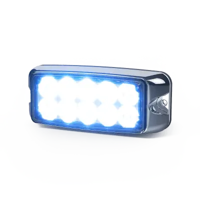 Luz de Advertencia LED / Montaje en Superficie / Rojo/Azul / 10 LEDs / 12-24 VDC / Bisel Cromado / IP Resistente - Imagen 3