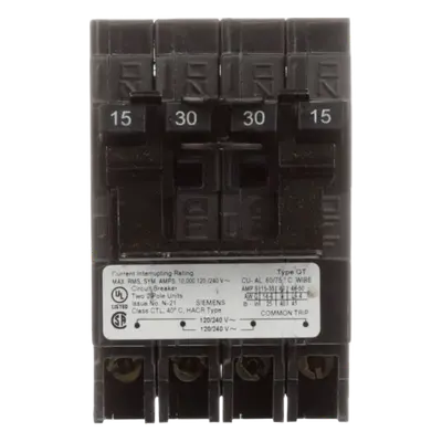 Interruptor Automático Cuádruple Enchufable / 2 Polos Dobles / 40-40 A / 120/240 VCA / 10 kA