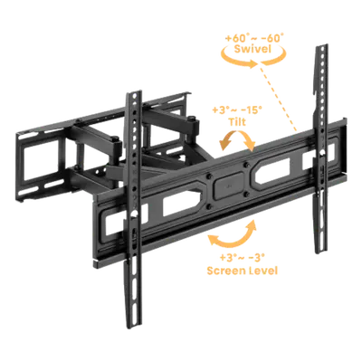 Soporte de Pared Articulado para Monitor / 37 a 80 pulgadas / Carga 40 kg (88 lbs) / VESA 100x100 a 600x400 / Extensión 67 a 355 mm (2.6 a 14 in) - Imagen 2