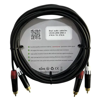 Cable 2 RCA x 2 RCA / Conectores Negros / Diferenciador Color Blanco y Rojo / 3 m (9.84 ft) - Imagen 2
