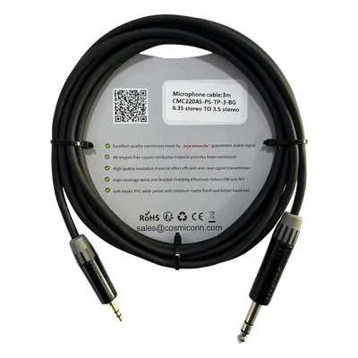 Cable de Audio / 6.35mm a 3.5mm / 3m (10 pies) / Conectores Negros / OFC / PVC - Imagen 2