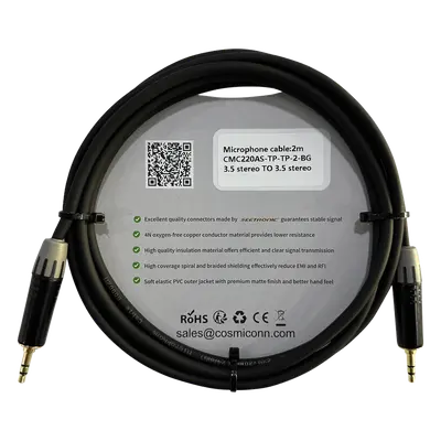 Cable de Audio 3.5mm a 3.5mm / Conectores MTP3C-BG Negros / 2m (6.56 ft) / OFC / Doble Blindaje - Imagen 2