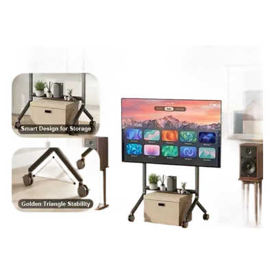 Soporte Móvil para Pantalla / 65" a 90" / Carga 90.9 kg (200 lbs) / VESA 200x200 a 800x500 / Altura Ajustable 1110-1560 mm (43.7"-61.4") / Ruedas 360° - Imagen 3