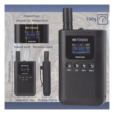 Sistema de Guía Turístico / 2.4 GHz / 999 Canales / Alcance 150 m (492.1 ft) / 1 Transmisor y 10 Receptores / USB-C / Batería 3000 mAh - Imagen 4
