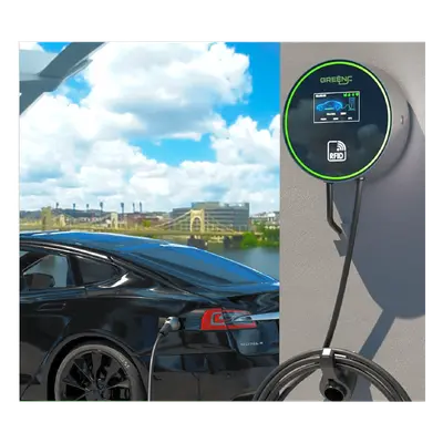 Estación de Carga EV / 11.5 kW / 48 A / Conector Tipo 1 (SAE J1772) / 220-250 V Monofásico / Pantalla LCD 4.3 in (10.9 cm) / Cable TPU 5 m (16.4 ft) / IP65 / RFID / APP Móvil - Imagen 2