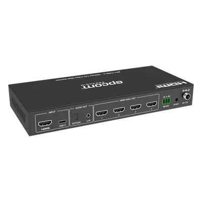 Controlador de Videowall / 1x4 HDMI / 4K@60Hz / 18 Gbps / 8 Modos de Visualización / Audio Óptico y Analógico / USB-C / RS-232 e IR - Imagen 3